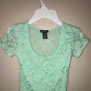 Green/Blue Lace Crop Top